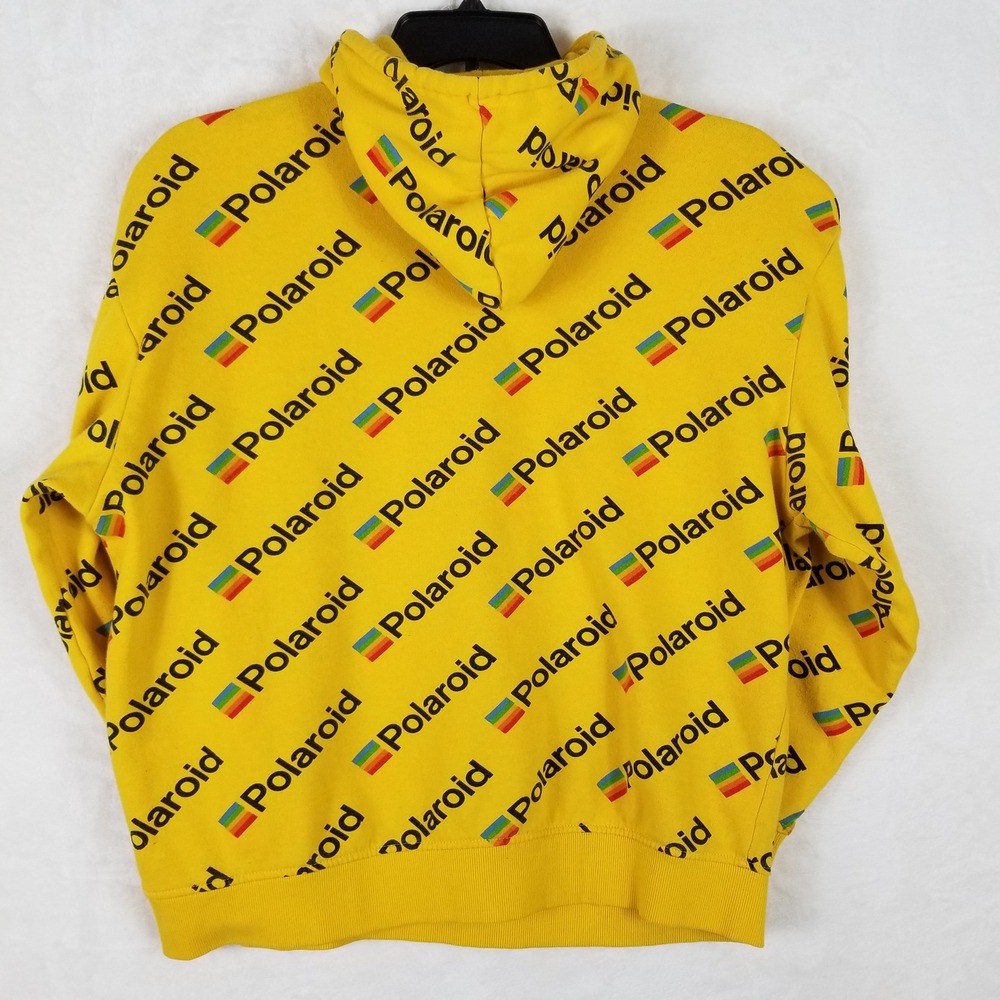 Polaroid Mens All Over Print Logo Hoodie Yellow Rainbow Graphic Sweatshirt Large - Picture 2 of 7